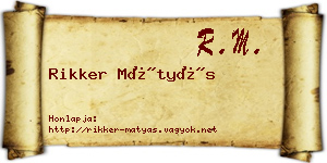 Rikker Mátyás névjegykártya
