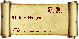 Rikker Mátyás névjegykártya